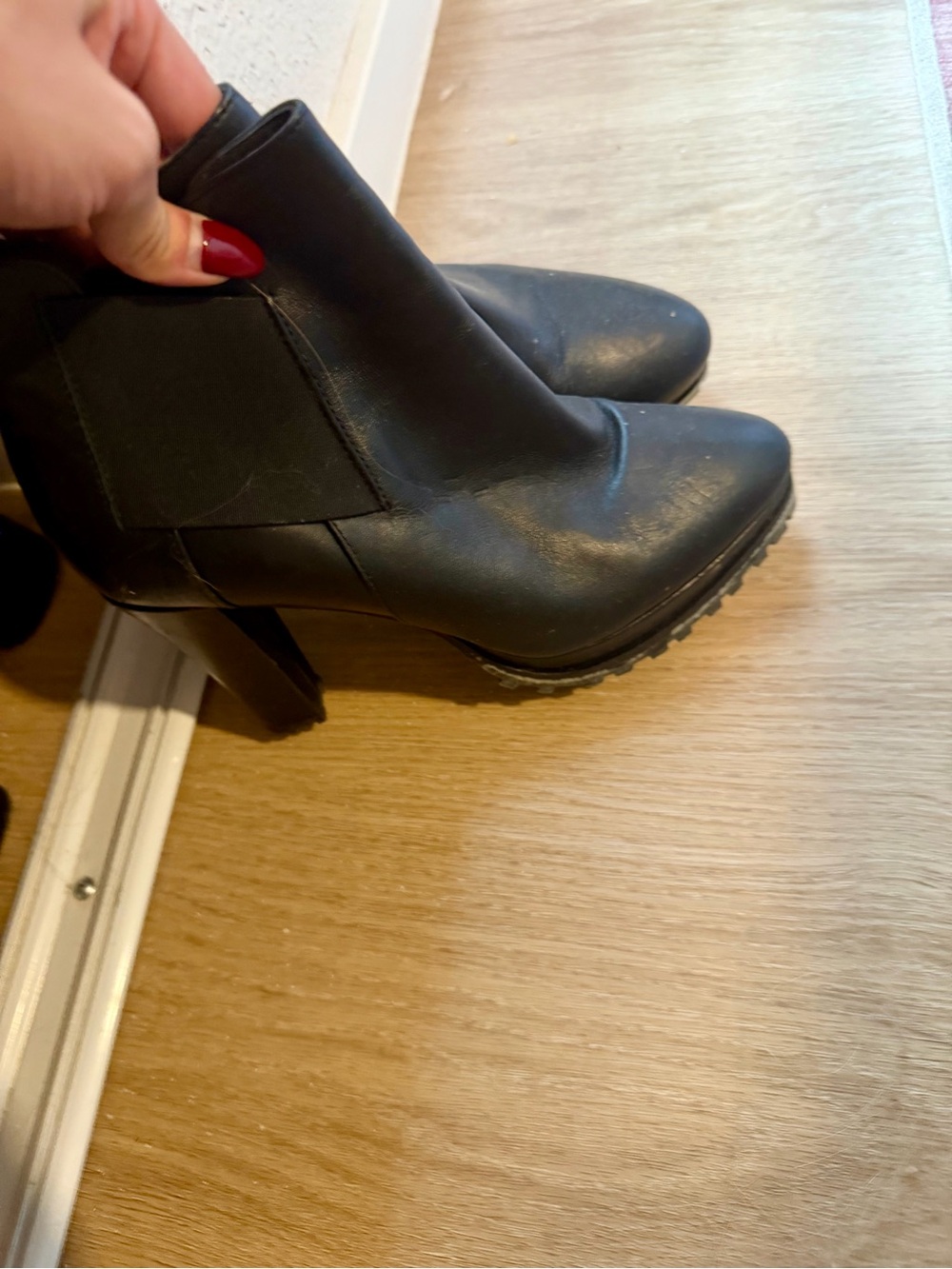 ALLSAINTS Black Lug Sole Heeled Ankle Booties Size 37